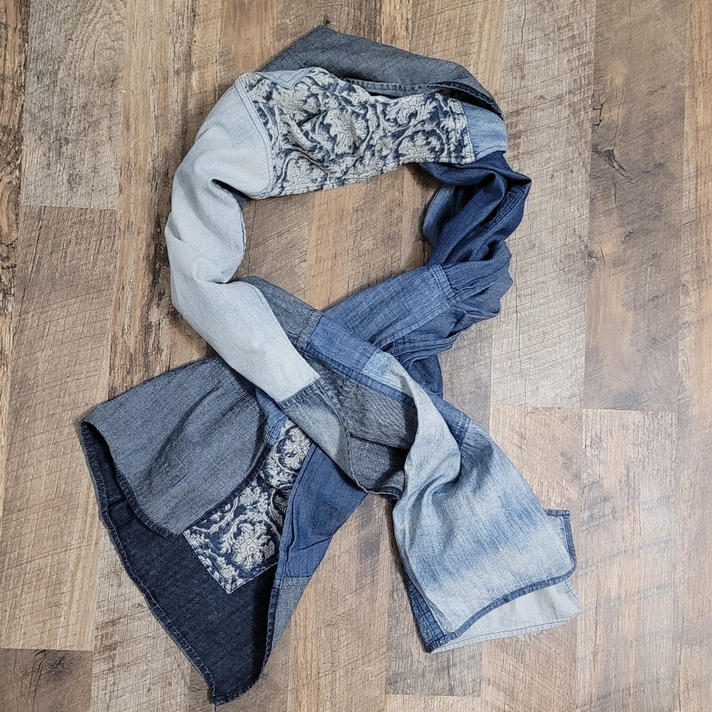 Denim & Supply Ralph Lauren Blue Patchwork Scarf EUC